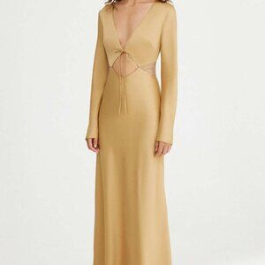Significant Other Gold Elodie Mesh Cutout Dress